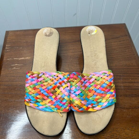 Italian Shoe Makers Colorful Weave Slide Slip On Wedge Sandals 9M - Picture 2 of 6
